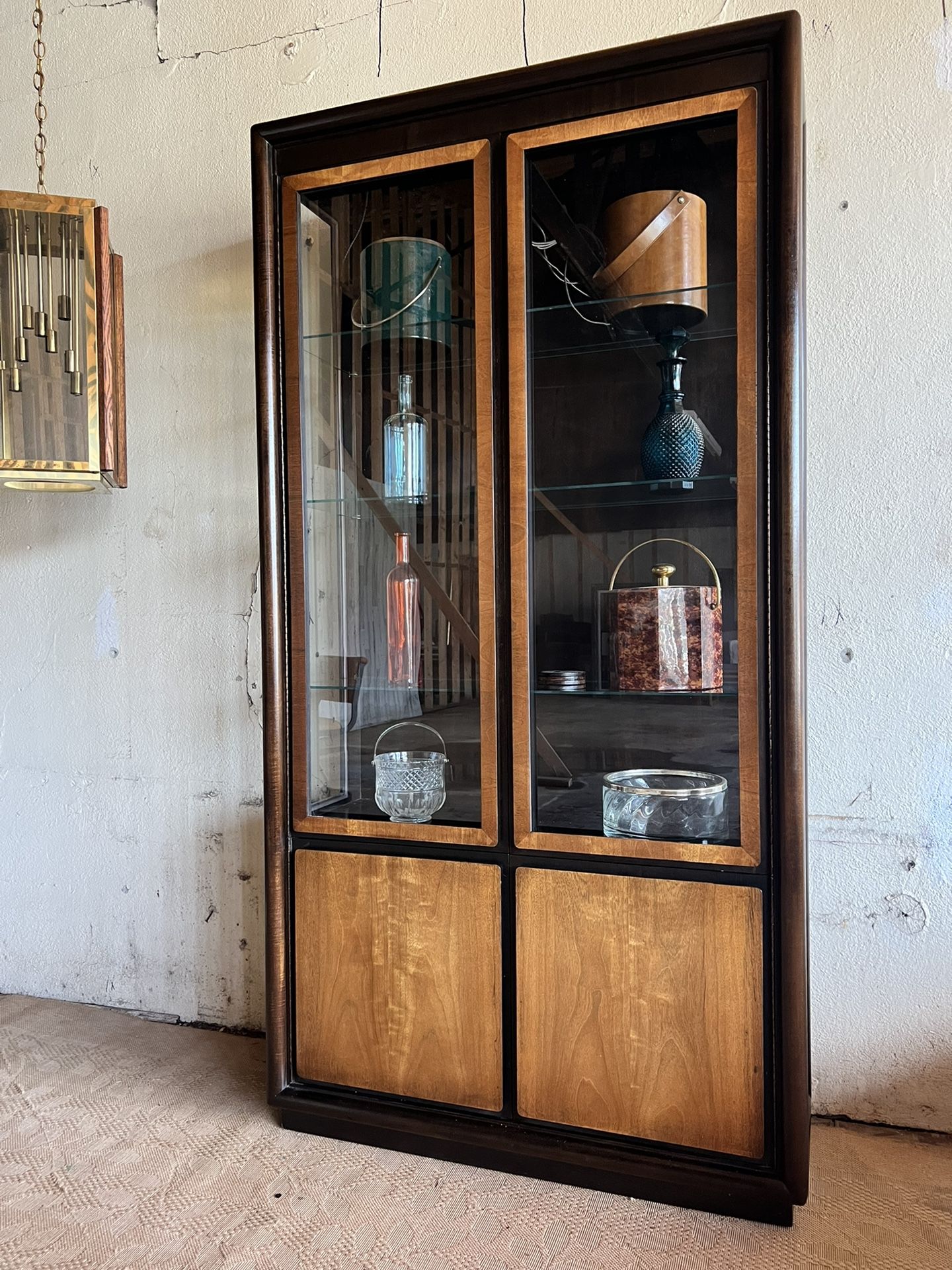  Mid-century modern walnut solid wood bar cabinet