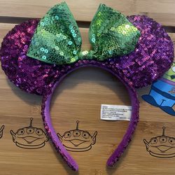Disney Halloween Mickey Minnie Mouse Ears Head Band Purple And Green