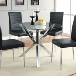 Brand New 5 PC Chrome/White Dining Set