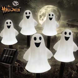 Solar Halloween Ghost Pathway Lights Decorations, Halloween Ghost Stake, Lighted 3D Ghost Outdoor Waterproof for Garden