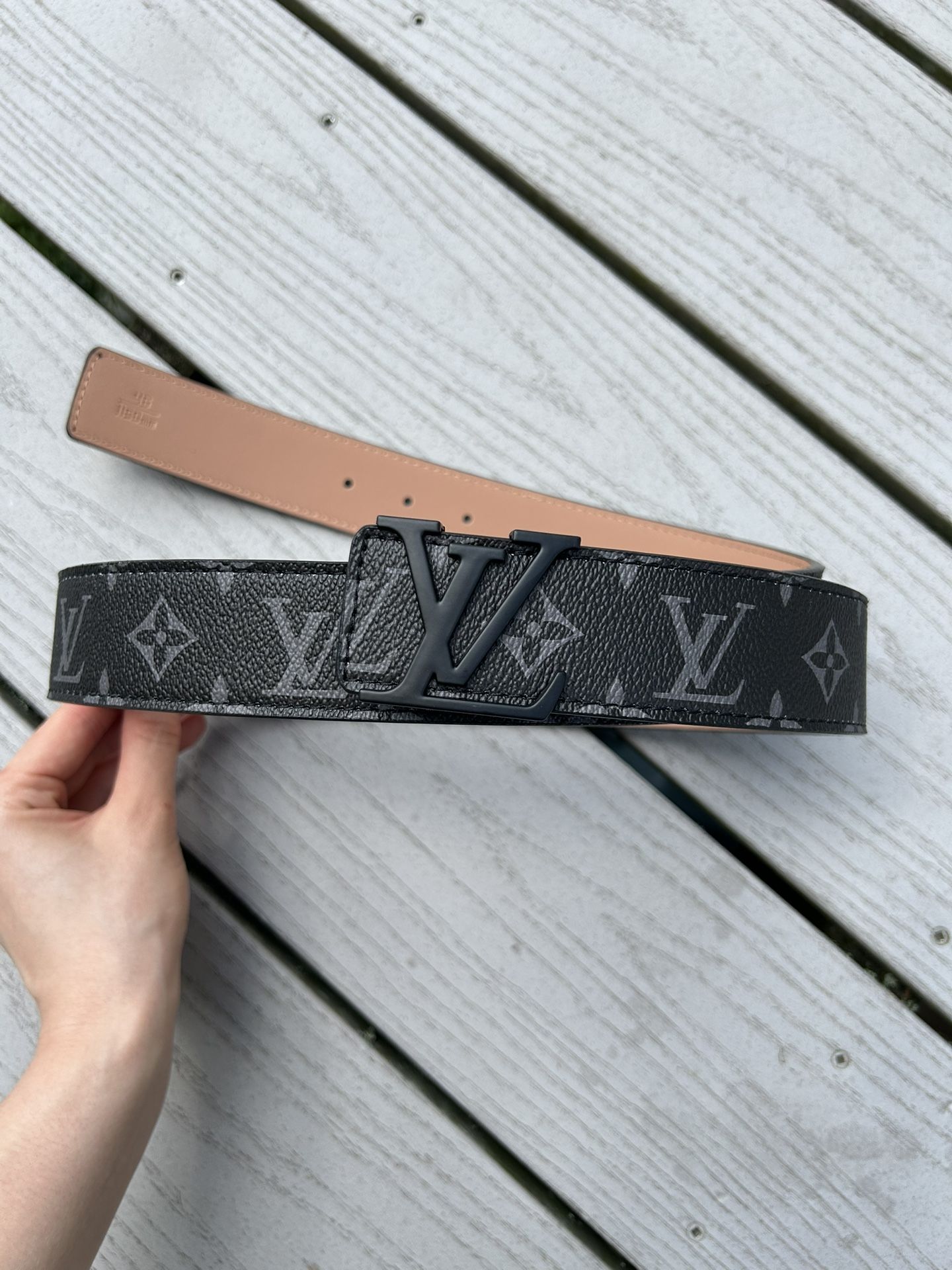 Louis Vuitton Men's LV Black Monogram Belt Size 46