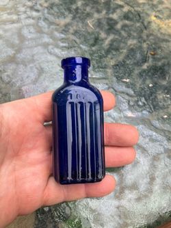 Cobalt blue poison bottle