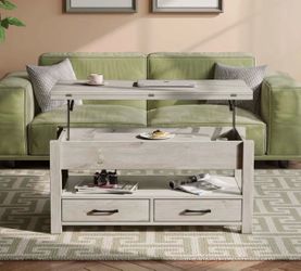 Lift-Top Coffee Table with Drawers and Shelf