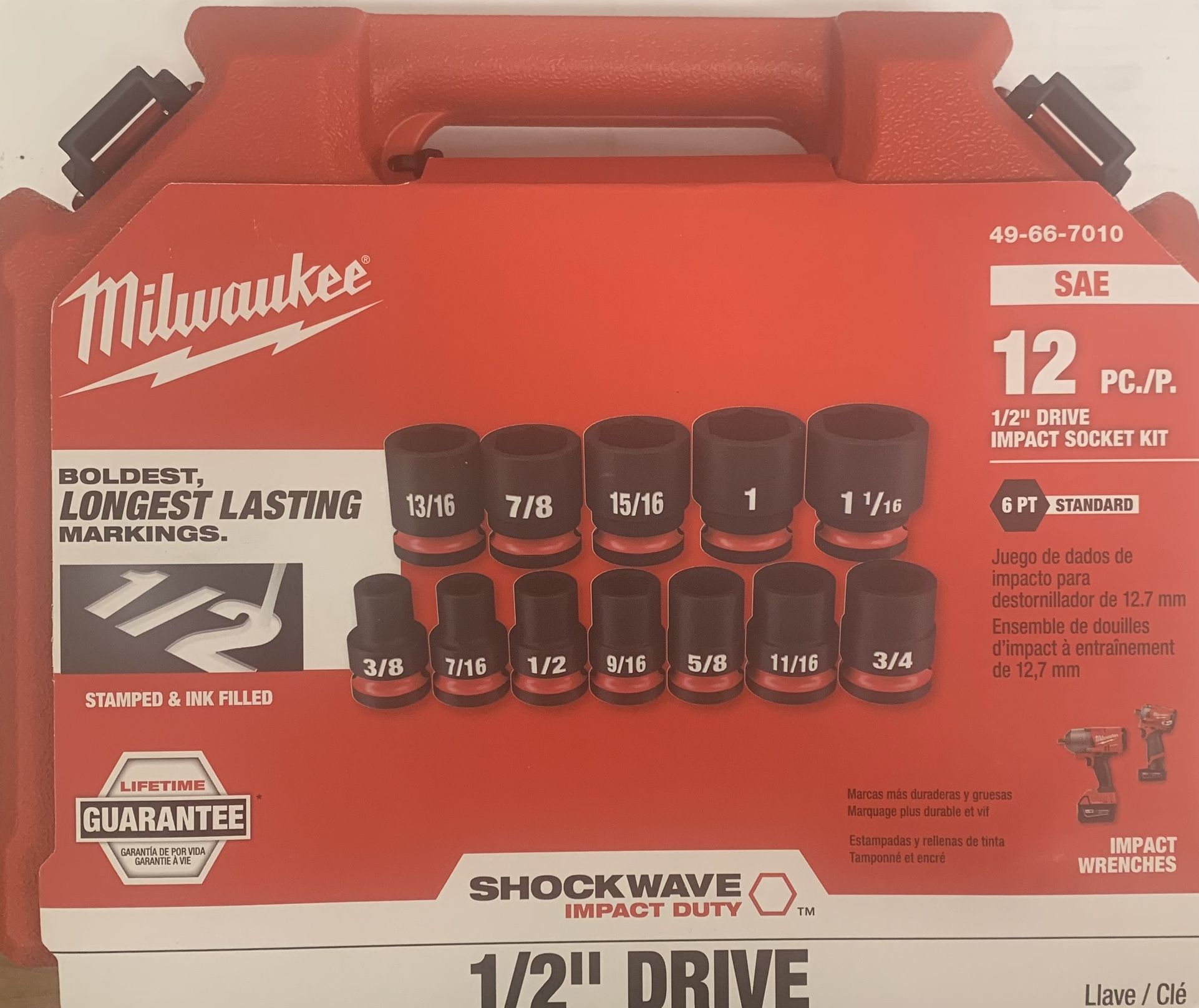 Milwaukee 1/2 Drive SAE Impact socket set