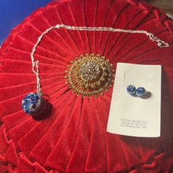 Beautiful Sterling silver Sphere Necklace Set