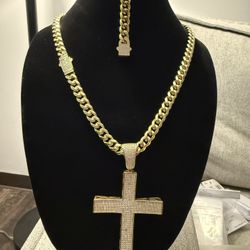 10mm Thick Miami Cuban Link Chain, bracelet And Pendant Set • GOLD BONDED BY ME WITH LIFETIME WARRANTY 