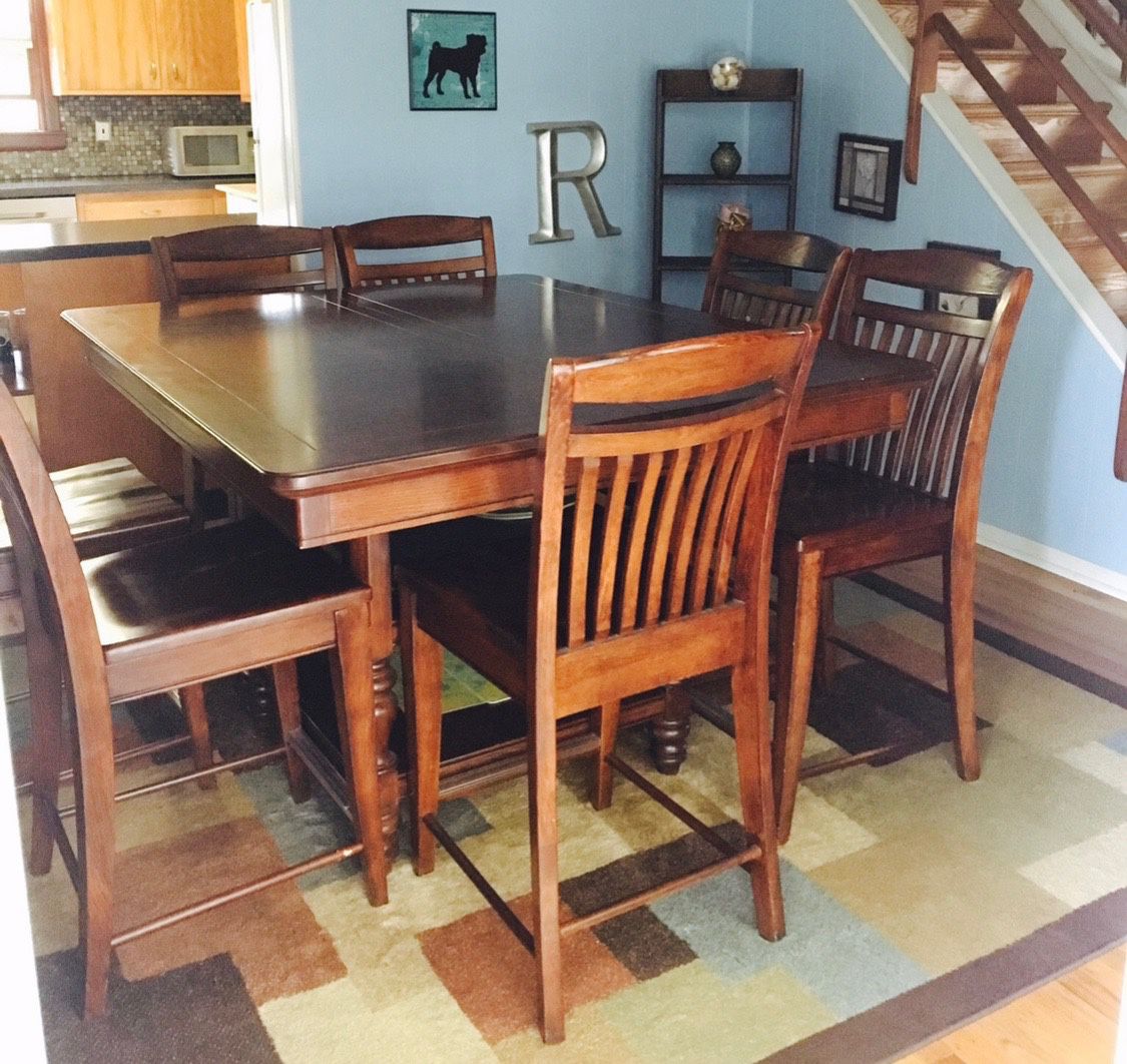 Dining room table, chairs, china cabinet, pub style!!