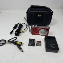Panasonic Red Lumix DMC-ZR3 14.1 MP Leica Lens Digital Camera WORKS W/ Extras