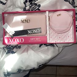 Pink XOXO wallet set with coin purse