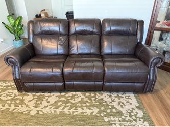 Genuine leather electric reclining couch