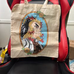 Hand painted Rengoku From Demon Slayer Tote Bag
