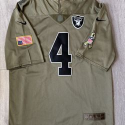 Nike On The Field Raiders #4 Carr Salute To Service NFL Jersey Men's Large Olive Green