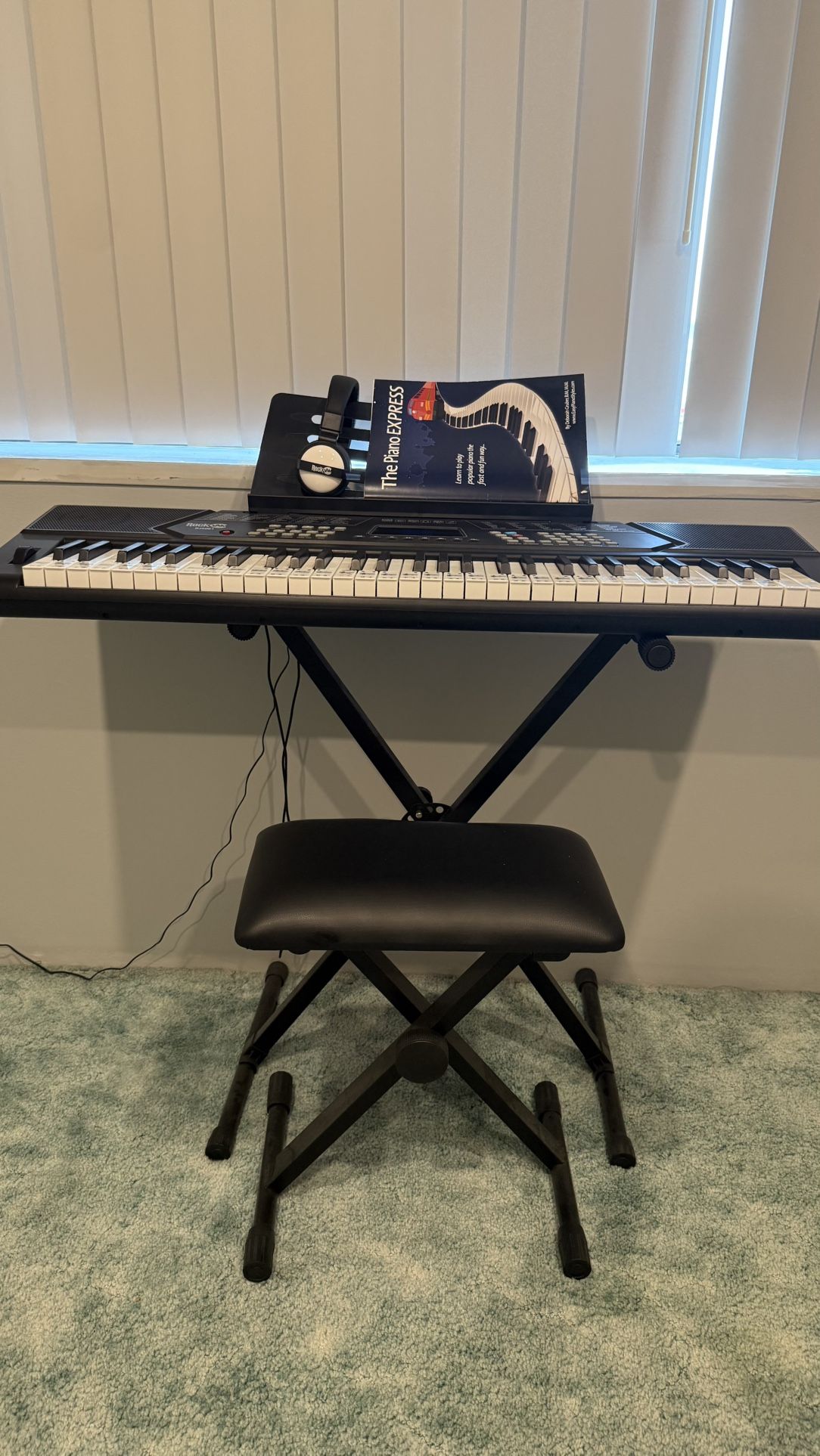 RockJam 61 Keyboard Piano With Bench And Headphones