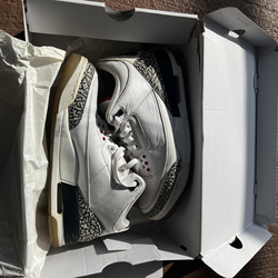 Retro 3 White Cement Free Throw Line