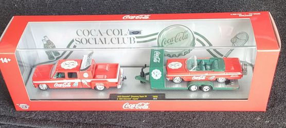 M2 Machines Die-cast Coca-Cola Social Club 1973 Chevrolet Cheyenne Super 30 & 1964 Chevrolet Impala