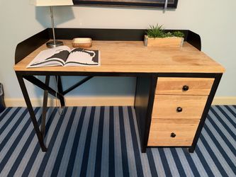 Wood and Metal Desk 49w x 25.5d x 29.5h hutch add 5’ Smoke free household