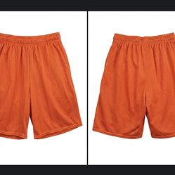Russell Athletic Orange Mesh Drawstring Athletic Shorts Men W/Pockets  XL EUC