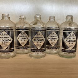 Vintage USI Pure Ethyl Alcohol Glass Bottles