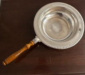 Vintage Silverplate Silent Butler Wood Handle Chafing Dish Crumb Catcher