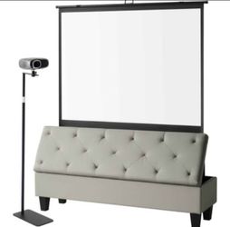 65" Screen & Gray Bench