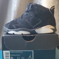 Size 8C Nike Air Jordan 6 Retro TD Chrome Black Suede Shoes