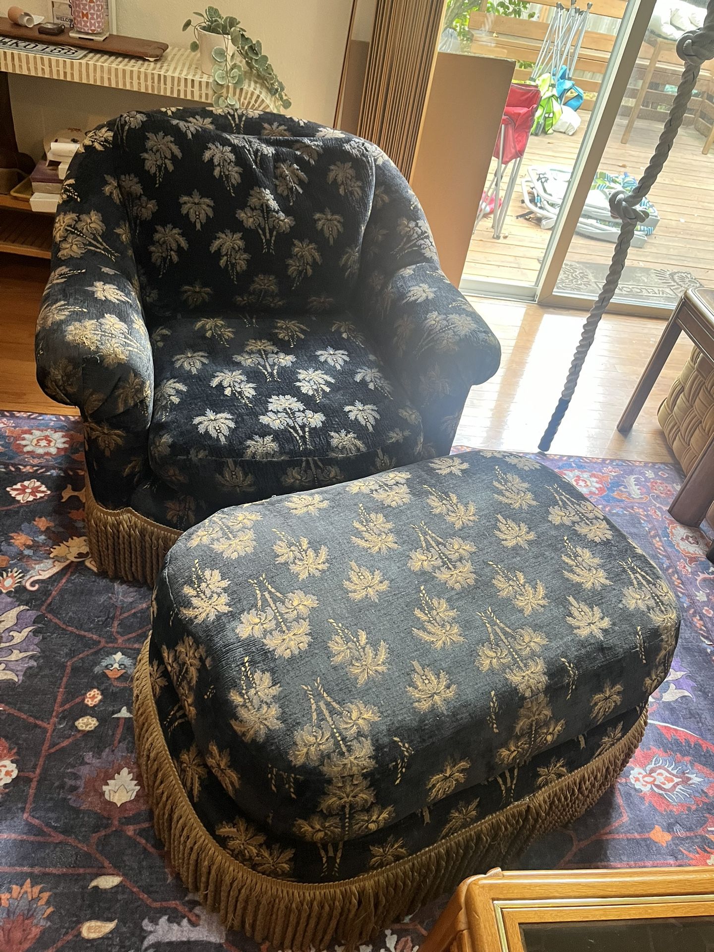 Vintage Lounge Swivel Chair and Ottoman