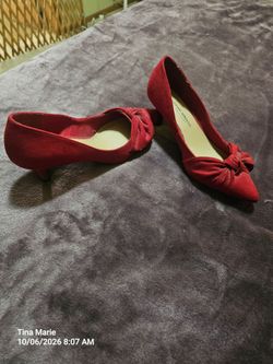 Christian Siriano Red Suede Kitten Heel Pumps