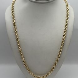 10k Yellow Gold Hollow 24” 5.4mm  Rope Chain