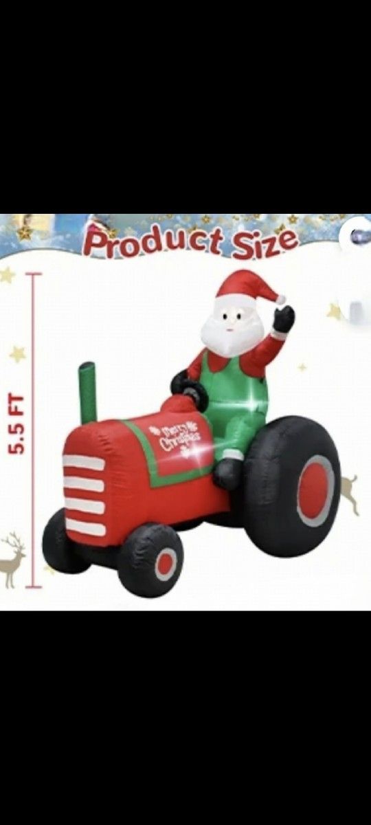 Christmas Inflatable Tractor Outdoor Decorations with Lights Christmas Blow up Santa Claus