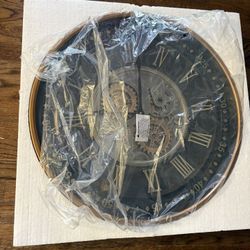 CLXEAST Reloj de pared de 24 pulgadas con engranajes móviles, gran decoración industrial steampunk