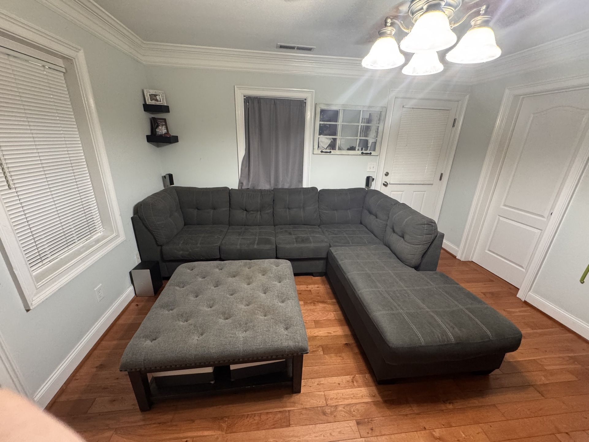 Modern Gray Sectional Sofa with Ottoman