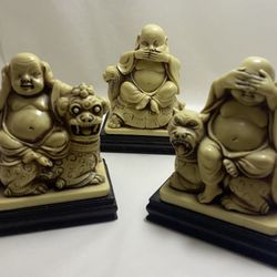 Vintage Buddha Set Of 3 Statues