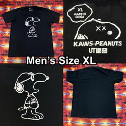 Uniqlo x Kaws x Peanuts Snoopy Joe Cool Graphic Black T-Shirt Men’s Size XL