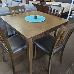 5 Piece Brown Wood Dinette Set