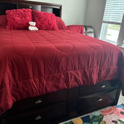 Queen bed with 6 storage drawers mattress not included