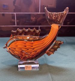 Beautiful Hand Blown Glass Art Piece Fish 