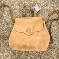Brand New With Tags Tan Leather Nanette Lepore Backpack Purse 