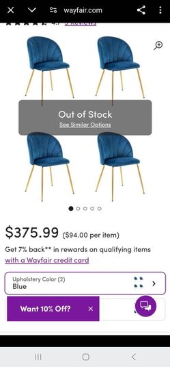 Blue Velvet Dining Chairs with Gold Legs – Set of 4