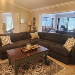 Kevin Charles Courderoy Sectional Couch With Ottoman 