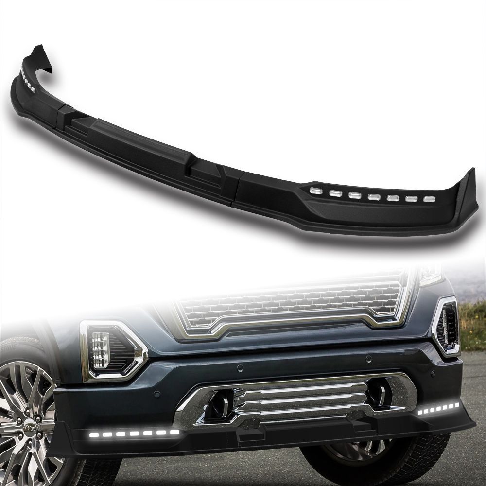 For 2019-2021 GMC Sierra 1500 Front Bumper Lip W/ LED Sequential Running Lights -(2-PU-114-LED