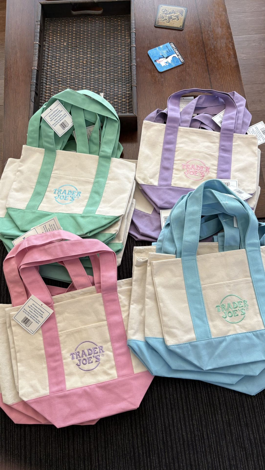 Trader Joes Pastel Tote Bags - $10 each (CAN SHIP AS WELL)