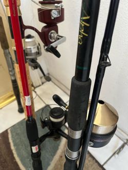 Various fishing poles & reels new/used
