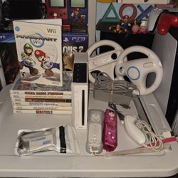 Nintendo Wii Mario Kart Bundle With 7 Games