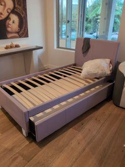 Twin Upholstered Bed Frame with Trundle