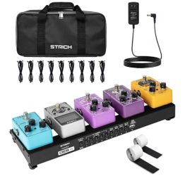 Small Guitar Pedalboard 15" x 5.1" 1.3LB Lightweight Aluminum Alloy with Pedal Cables, Bag, Hook Loop Strips MINI 15