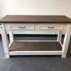 Kitchen Island Table - Butcher Block Top - Solid Wood Handmade Construction 