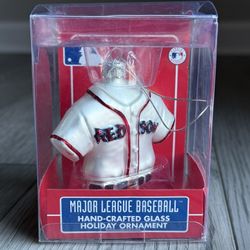 Boston Red Sox Jersey Glass Christmas Ornament