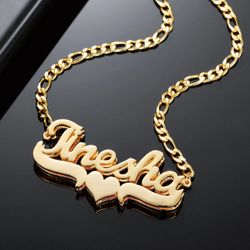 Double Plated Name Necklace  Personalized Name Necklace 18K Gold Plated Necklace
