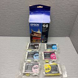 New Open Box Epson Claria 98 Ink Cartridges 6 Pack Black/Cyan/Yellow/Magenta