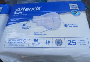 New Attends Care Advanced Adult Incontinence Brief M Heavy Absorbency Breathable, 24 Ct. 5 Packs.